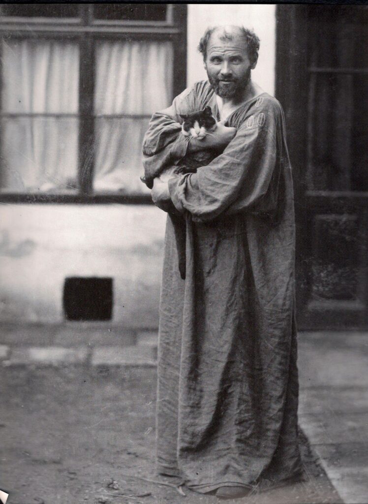 Gustav Klimt z mačko Katze.