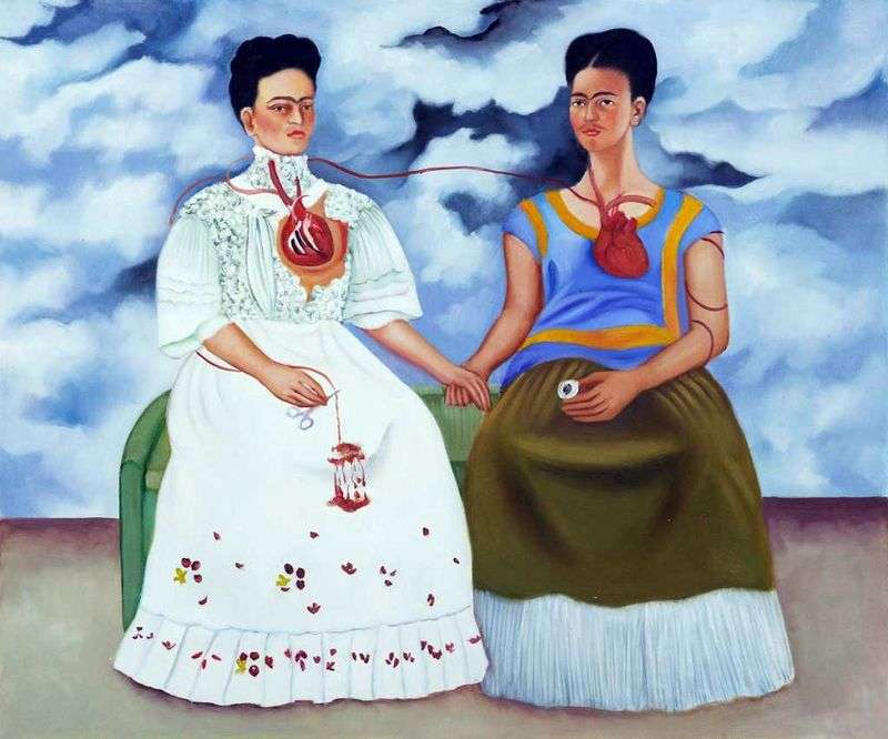 Dve Fridi, olje na platnu,umetnice Fride Kahlo.