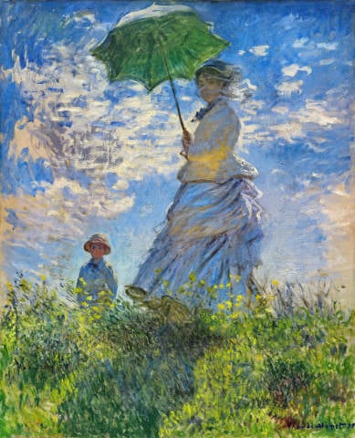 Ženska s senčnikom, olje na platnu, ki jo je naslikal Claude Monet.